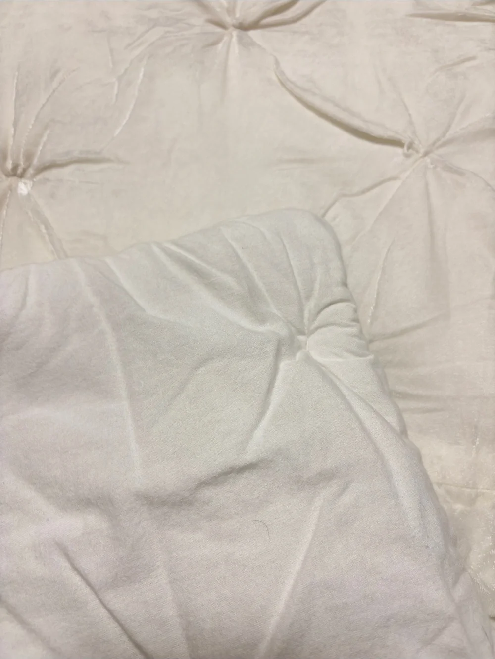 Pottery Barn Monique Lhuillier Velvet Pintuck Quilt Full Queen Ivory 1 Euro Sham